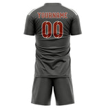 Custom Dark Grey Coral Red Soccer Set