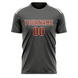 Custom Dark Grey Coral Red Soccer Jersey