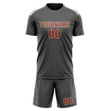 Custom Dark Grey Coral Red Soccer Set