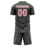 Custom Dark Grey Light Pink Soccer Set