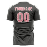 Custom Dark Grey Light Pink Soccer Jersey
