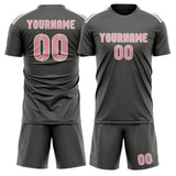Custom Dark Grey Light Pink Soccer Set