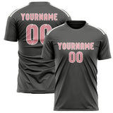 Custom Dark Grey Light Pink Soccer Jersey