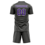 Custom Dark Grey Light Purple Soccer Set