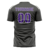 Custom Dark Grey Light Purple Soccer Jersey