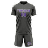 Custom Dark Grey Light Purple Soccer Set
