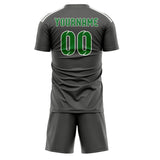Custom Dark Grey Emerald Green Soccer Set