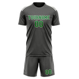 Custom Dark Grey Emerald Green Soccer Set