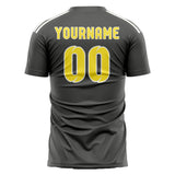 Custom Dark Grey Light Yellow Soccer Jersey