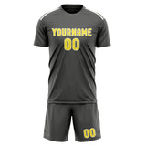 Custom Dark Grey Light Yellow Soccer Set