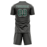 Custom Dark Grey Blue Green Soccer Set