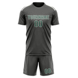 Custom Dark Grey Blue Green Soccer Set