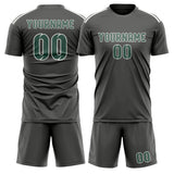 Custom Dark Grey Blue Green Soccer Set