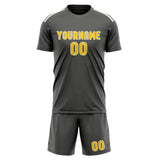 Custom Dark Grey Gold Soccer Set