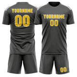 Custom Dark Grey Gold Soccer Set