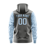 Custom Dark Grey Light Blue Hoodie 2020080820B31708