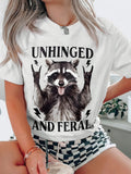 Country Shirts Womens Unhinged And Feral Playful Raccoon Showing Horn Hands With Electric Lightning Bolts Tshirt, Vintage Shirts Women, Womens T Shirts