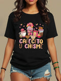 Womens Tees Colorful Pink Brown Yellow Coffee Drinks With Hearts And Pastry Cafecito, Cotton Shirts For Women, Womens Grinch Shirt