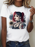 Funny Shirts For Women Gothic Girl With Red Hair And Tattoo Surrounded By Dark Flowers Flower, Womens Shirts, Womens Night Shirts