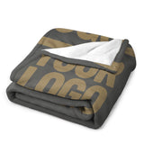 Custom Dark Gray Light Khaki Blanket
