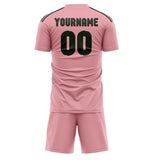 Custom Light Pink Dark Green Soccer Set