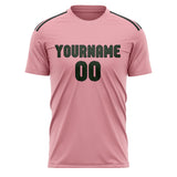 Custom Light Pink Dark Green Soccer Jersey