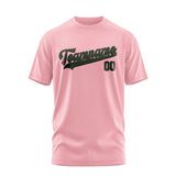 Custom Light Pink Dark Green T-Shirt