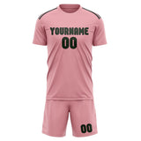 Custom Light Pink Dark Green Soccer Set