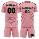 Custom Light Pink Dark Green Soccer Set