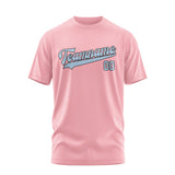 Custom Light Pink Light Blue T-Shirt