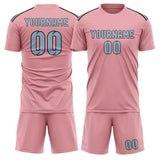 Custom Light Pink Light Blue Soccer Set
