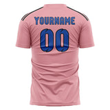 Custom Light Pink Sky Blue Soccer Jersey