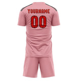 Custom Light Pink Orange Red Soccer Set
