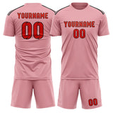 Custom Light Pink Orange Red Soccer Set