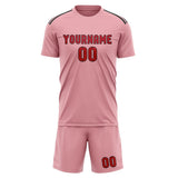 Custom Light Pink Red Soccer Set