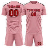 Custom Light Pink Red Soccer Set