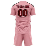 Custom Light Pink Crimson Red Soccer Set