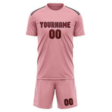 Custom Light Pink Crimson Red Soccer Set