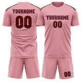 Custom Light Pink Crimson Red Soccer Set