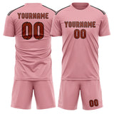 Custom Light Pink Coral Red Soccer Set