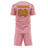Custom Light Pink Yellow Soccer Set