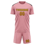 Custom Light Pink Yellow Soccer Set