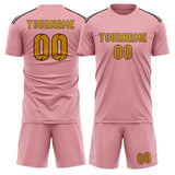 Custom Light Pink Yellow Soccer Set