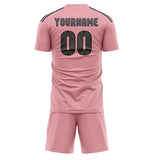 Custom Light Pink Dark Grey Soccer Set