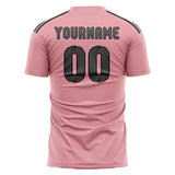 Custom Light Pink Dark Grey Soccer Jersey