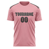 Custom Light Pink Dark Grey Soccer Jersey
