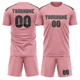 Custom Light Pink Dark Grey Soccer Set