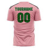 Custom Light Pink Emerald Green Soccer Jersey