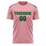 Custom Light Pink Emerald Green Soccer Jersey