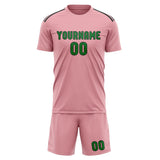 Custom Light Pink Emerald Green Soccer Set